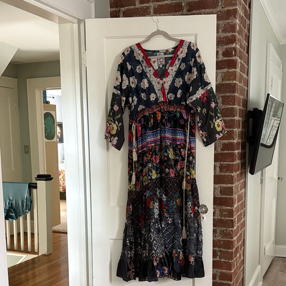 Johnny Was Black Floral Long Sleeve Dress - Picture 2 of 9